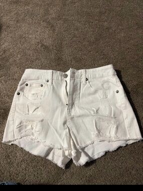 Aeropostale White Distressed Denim Jean Shorts